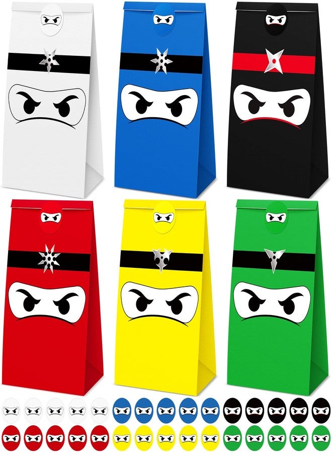Chivertion 30 Pcs Ninja Gift Bags with Stickers Ninja Goody Gift Treat Bags for Birthday Themed Party Supplies - Image 1